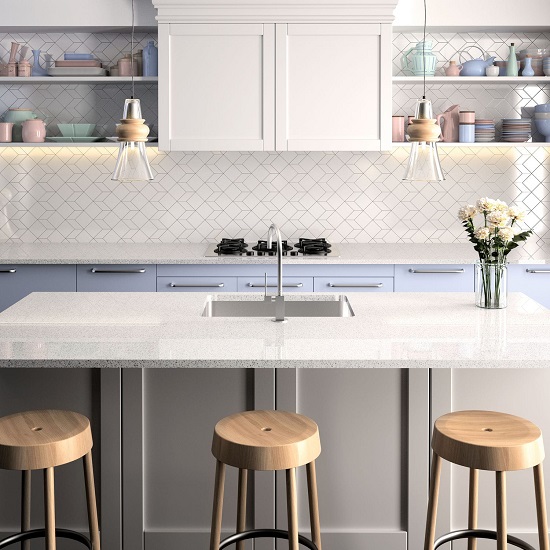 encimera de cocina de Silestone Stellar Blanco 2 cm grosor