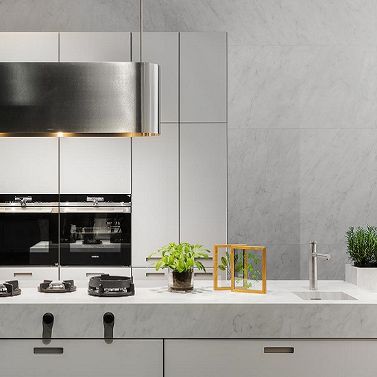 foto de una cocina con una encimera Neolith Blanco Carrara