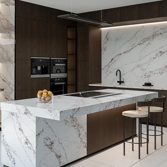 isla en una cocina en Technistone Bronze Coast