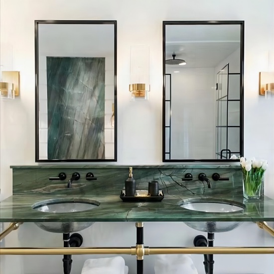 un lavabo de cuarcita Verde Botánica