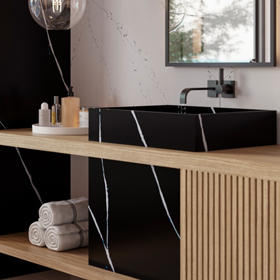una lavabo negro lavabo Topzstone Arcano